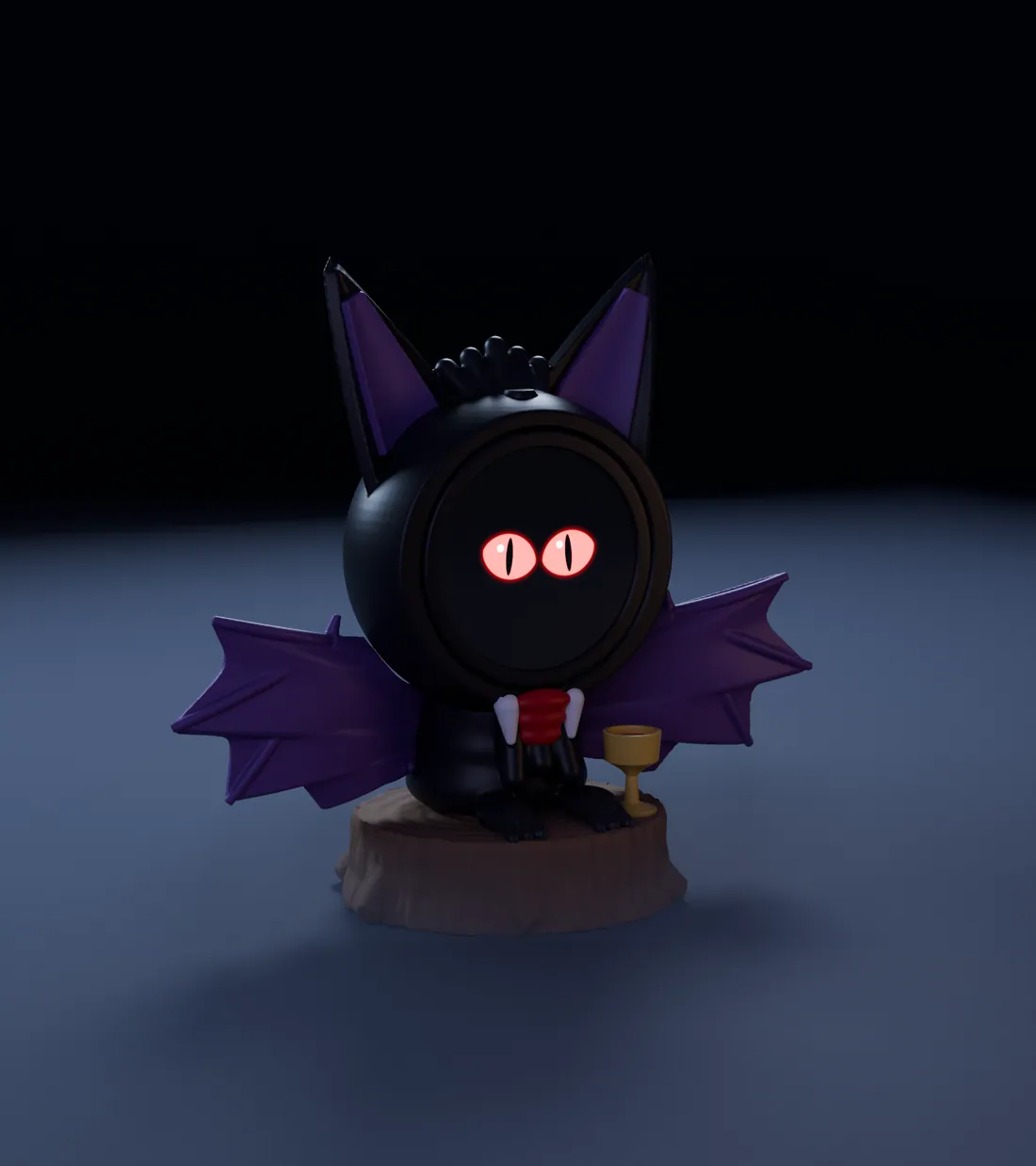 Fang, the vampire FrightBuddy, in its diorama